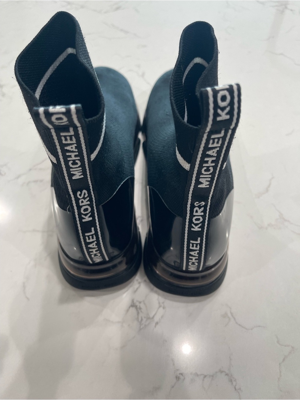 Michael Kors Black Logo-Trim Sock Boots - Picture 4 of 8